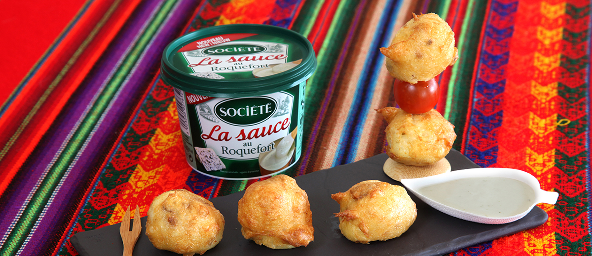 Accras du comablou à la Sauce au Roquefort Société