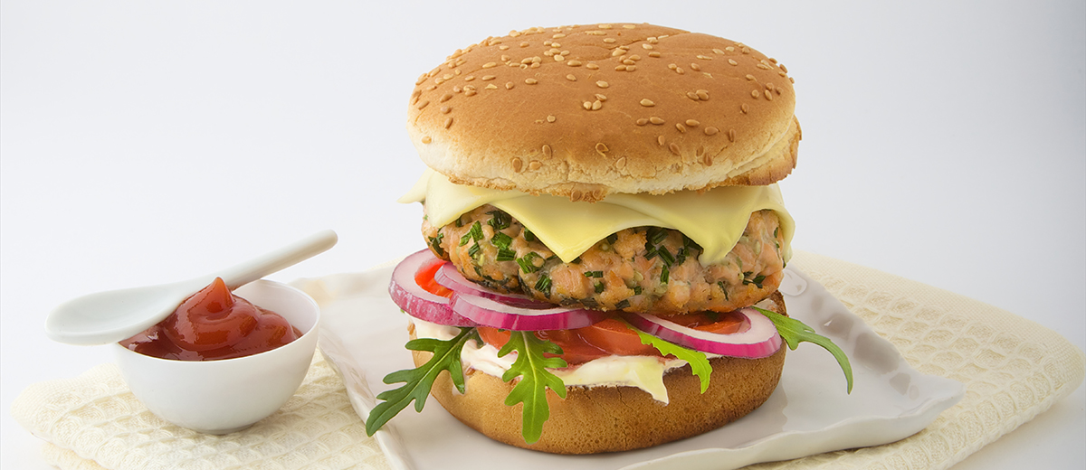 Burger aux deux saumons avec Société Croque
