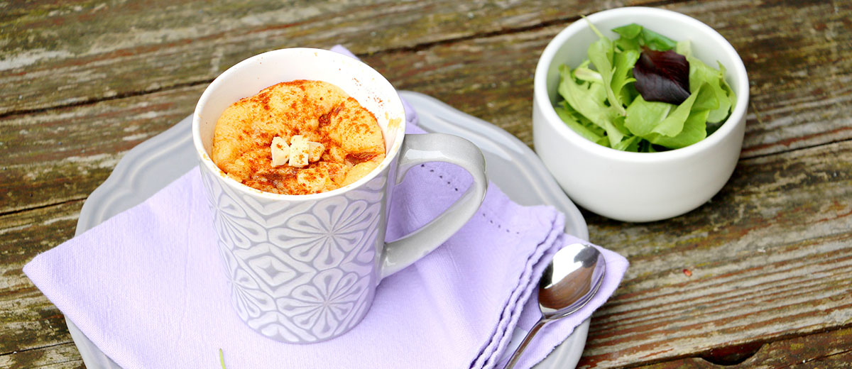 Mug cake aux tomates séchées, chorizo et Société Crème