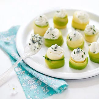 Nids de courgettes et chantilly au Roquefort Société